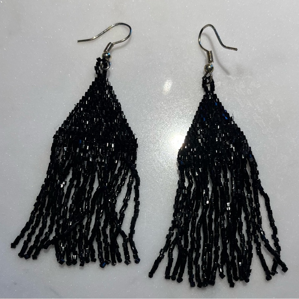 Ink+Alloy Black Beaded Earrings